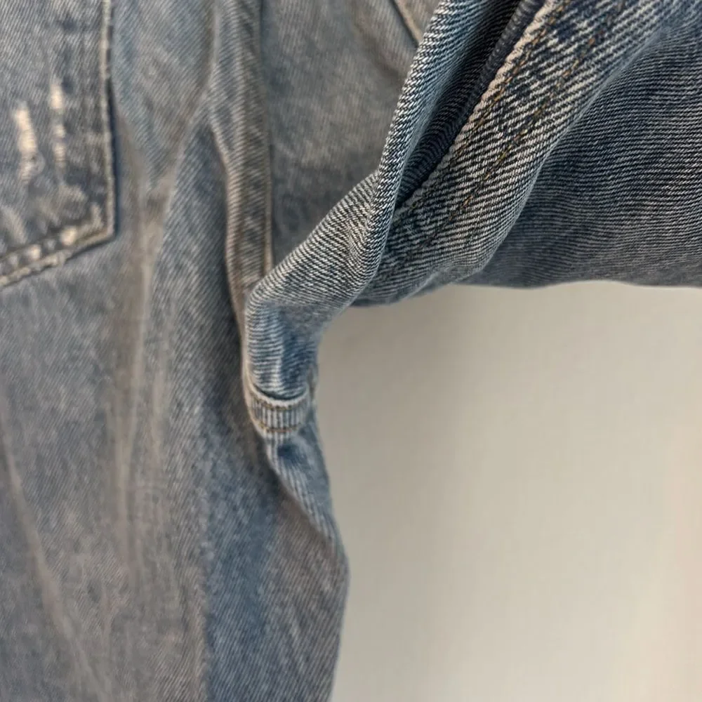Agolde 90’s mid rise Women Light Blue Ripped distressed Denim Jeans size 23 EUC